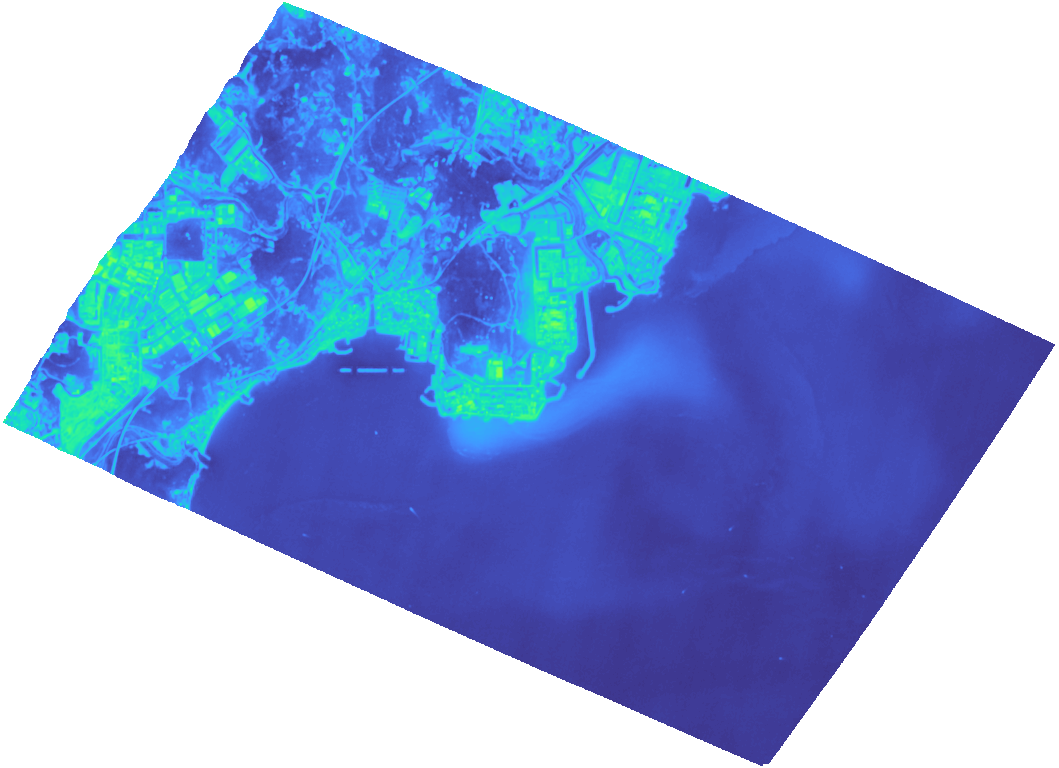 Initial regression · smooth residual — actual experimental imagery of the same extent, grid north up