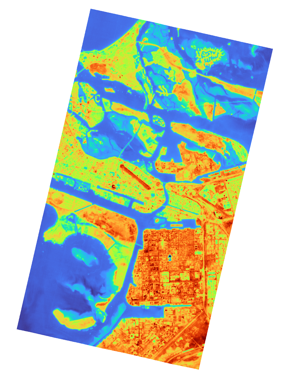 Original 30 m LST product · same-area close-up